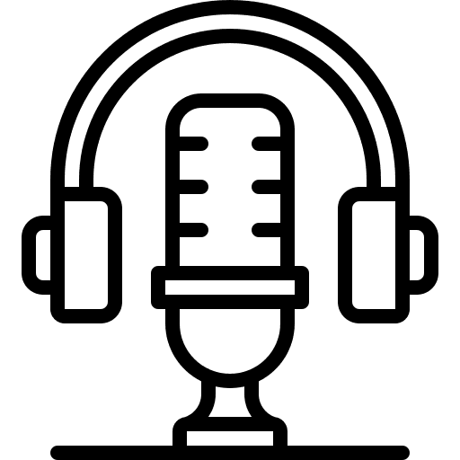 Ícone de microfone de estúdio com fone de ouvido